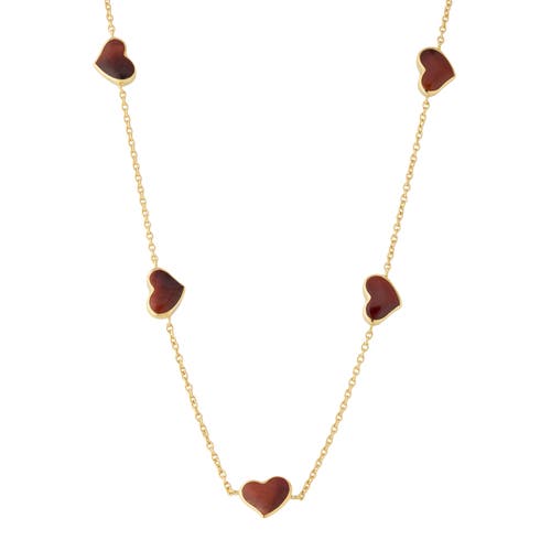 Jan Leslie Five Station Heart 30" Necklace Set In Sterling Silver With 18k Gold Overlay In Red