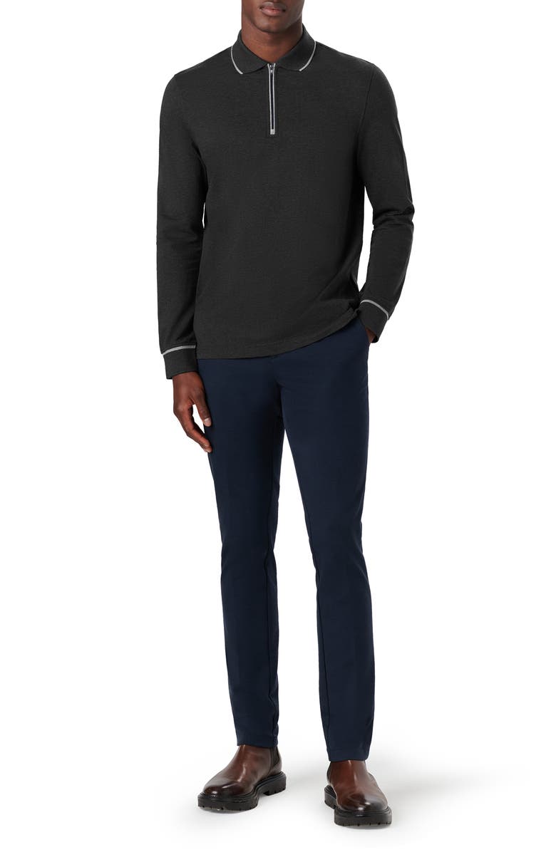 Bugatchi Tipped Long Sleeve Quarter Zip Polo, Alternate, color, 