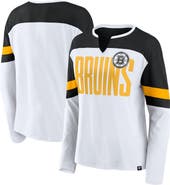 FANATICS Women's Fanatics White/Black Boston Bruins Frozen Long Sleeve Notch Neck T-Shirt