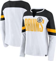 FANATICS Women's Fanatics White/Black Boston Bruins Frozen Long Sleeve Notch Neck T-Shirt