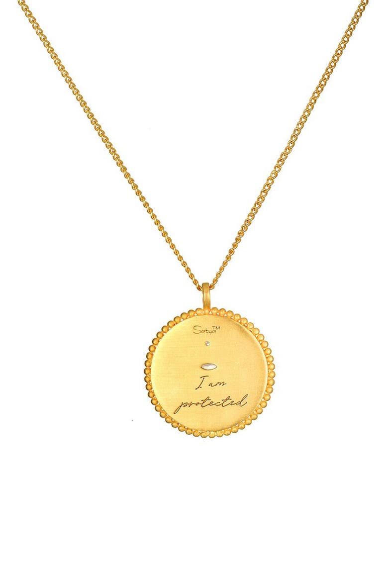 Cradled in Positivity Hamsa Necklace, Alternate, color, Gold