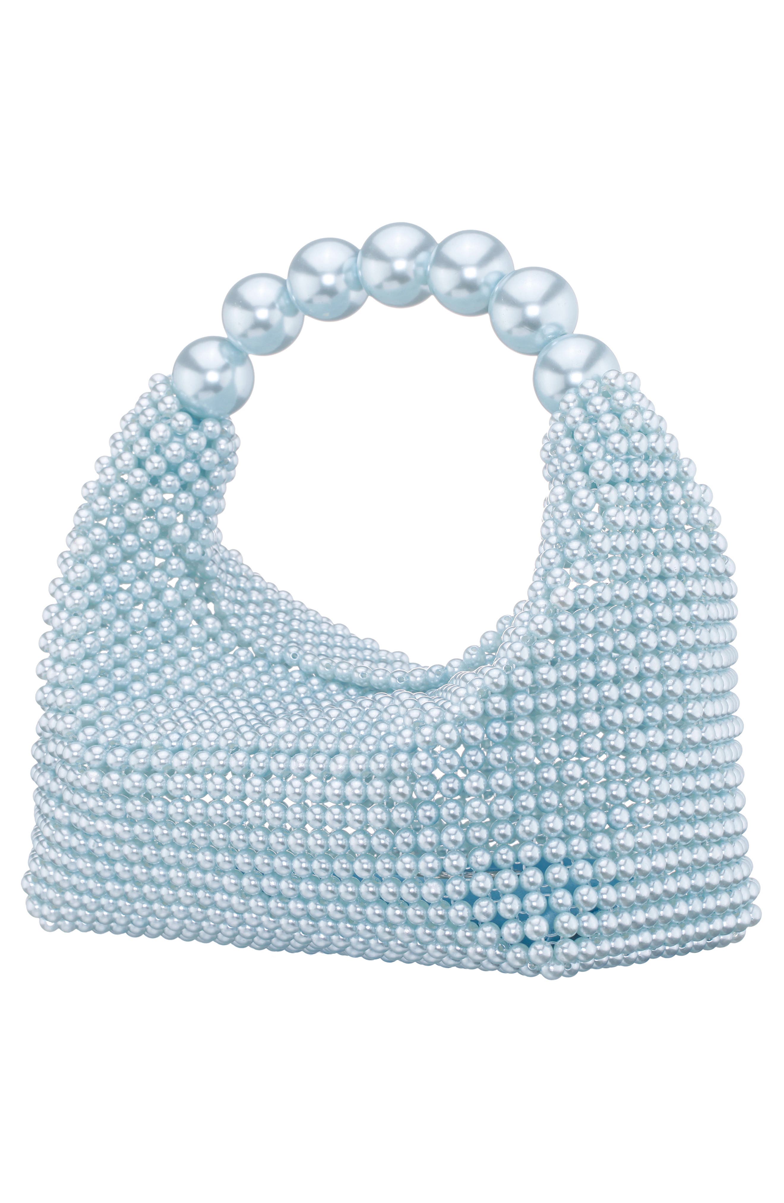 Nina Kiki Faux Pearl To Handle Bag, Alternate, color, Icy Blue