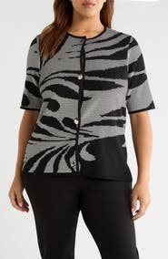 Anne Klein Short Sleeve Button Front Cardigan