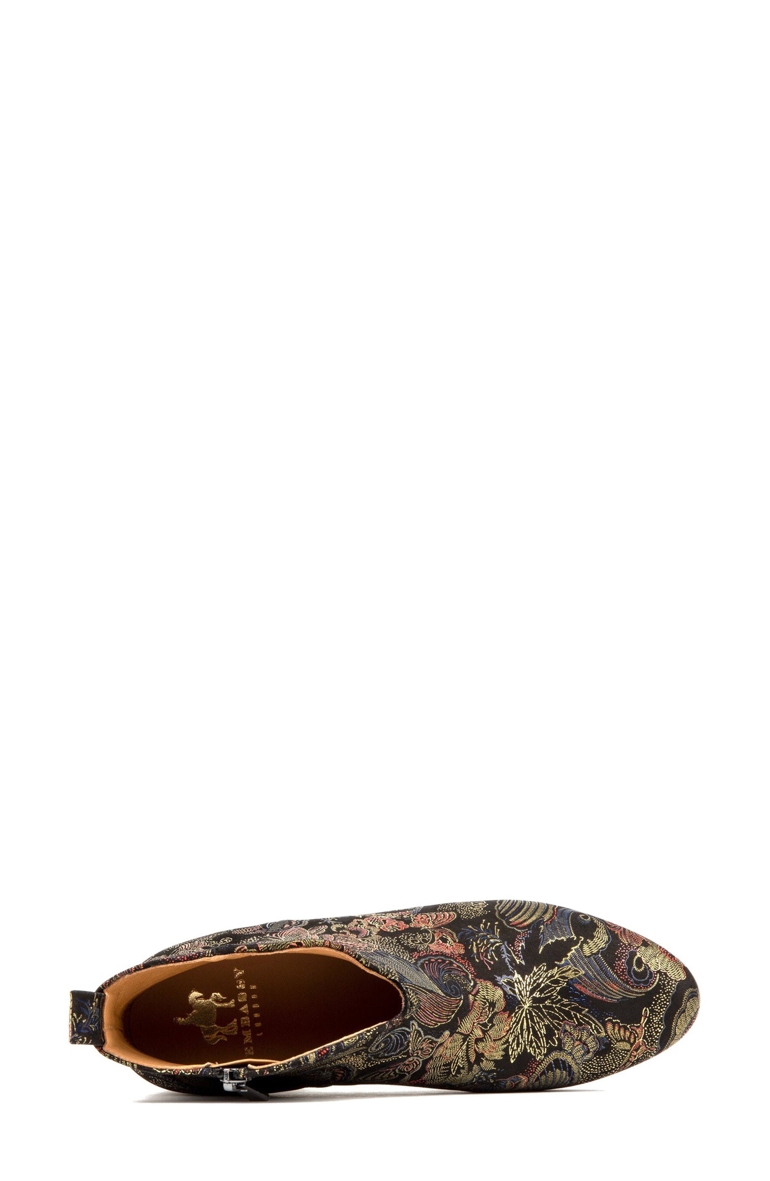 Iris Floral Embroidery Bootie, Alternate, color, BLACK