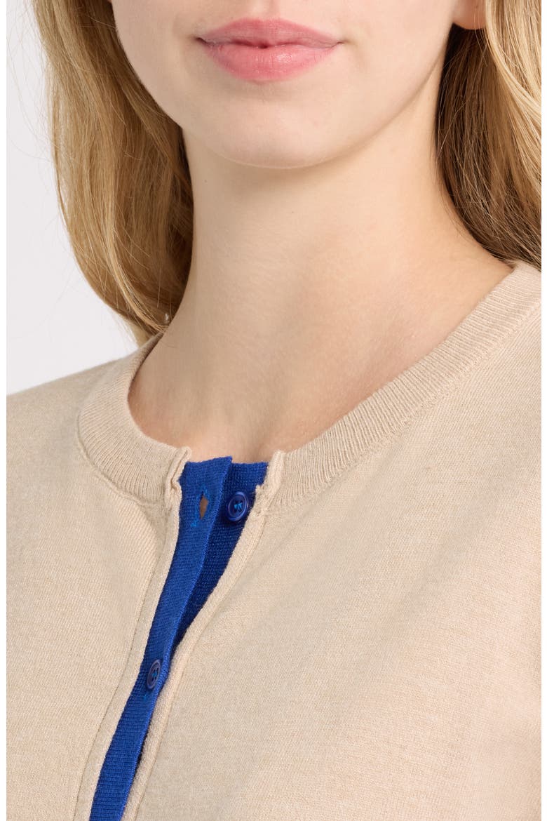 Zeppelin Layered Cardigan, Alternate, color, GREIGE WITH ELECTRIC BLUE