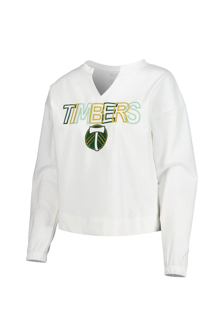 Women's Concepts Sport  White Portland Timbers Sunray Notch Neck Long Sleeve T-Shirt, Alternate, color, White