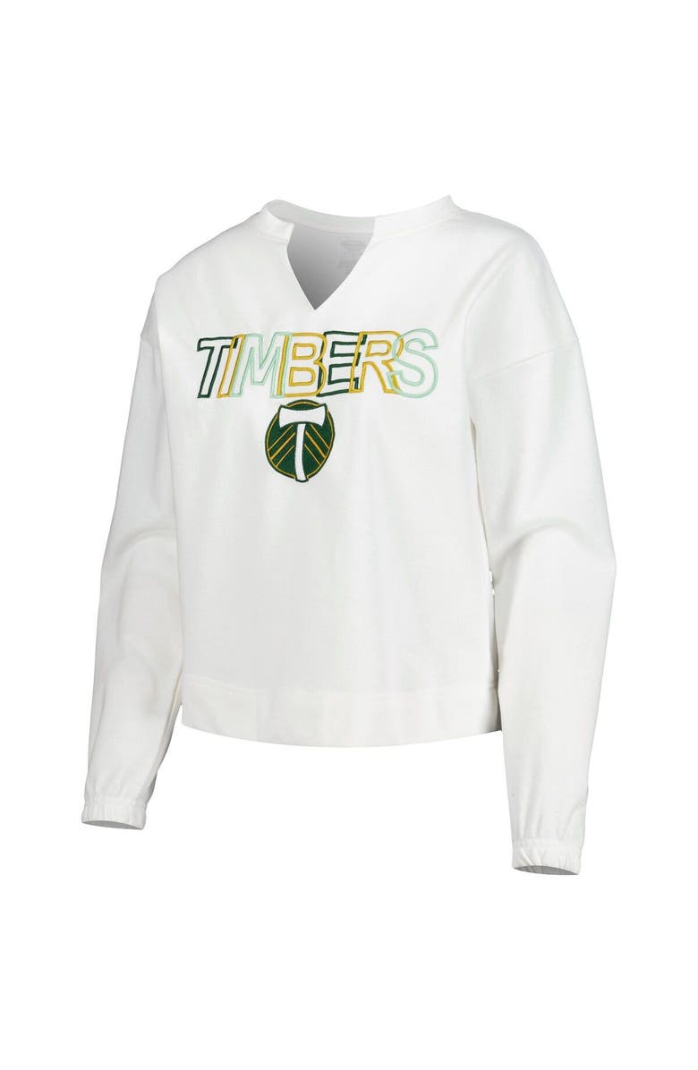 CONCEPTS SPORT Women's Concepts Sport  White Portland Timbers Sunray Notch Neck Long Sleeve T-Shirt, Alternate, color, White