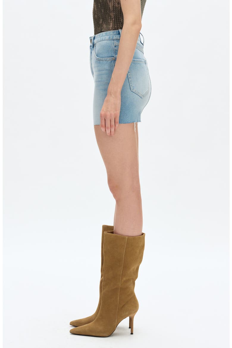 Elowen High Waist Raw Hem Denim Skirt, Alternate, color, LIGHT BLUE