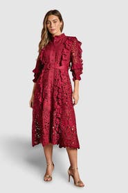 Coast Lace Ruffle Shirt Dress