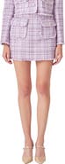 Endless Rose Tonal Check Bouclé Tweed Miniskirt