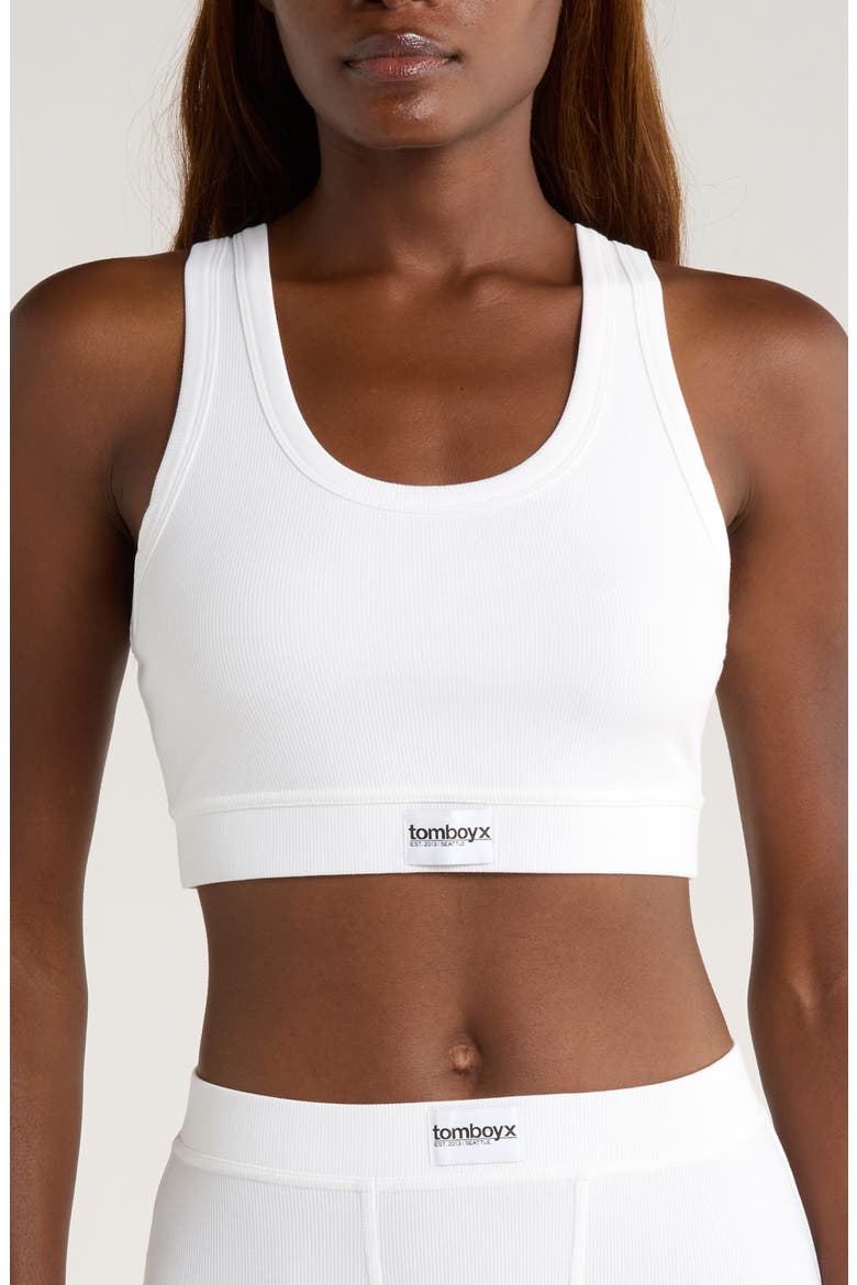 Essentials Rib Sports Bra, Main, color, BRIGHT WHITE