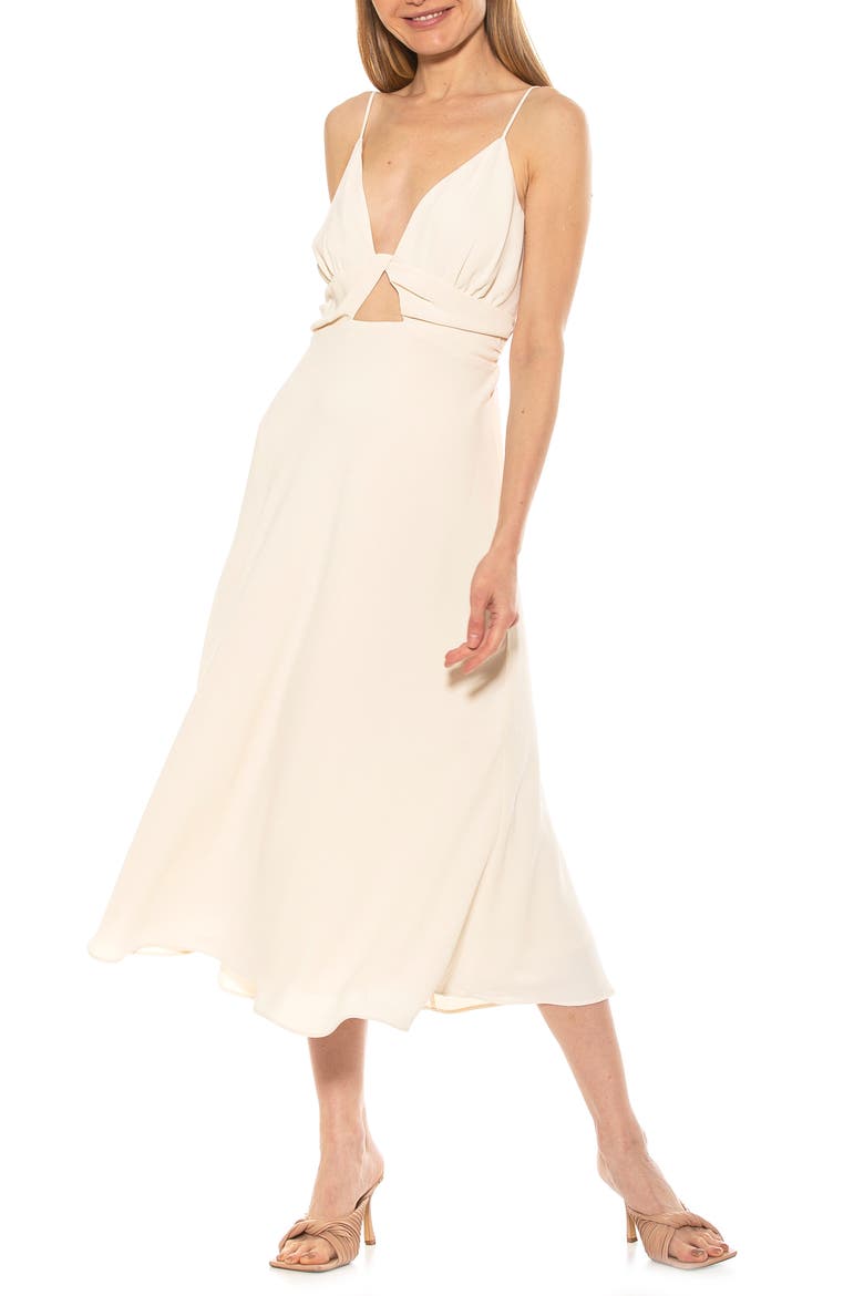 Camila Front Cutout Midi Dress, Alternate, color, IVORY