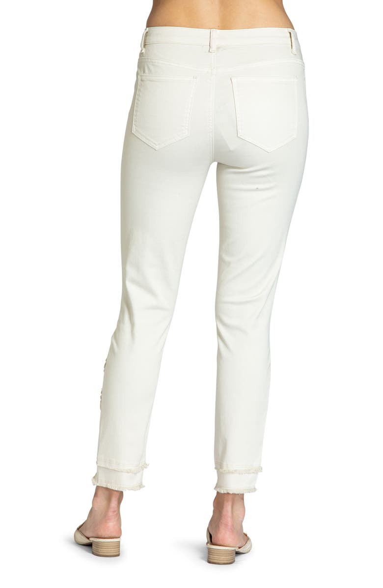 APNY Liberty Asymmetric Fray Hem Skinny Jeans, Alternate, color, Natural