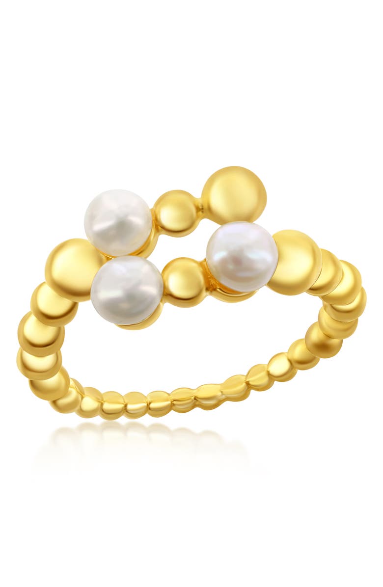 SIMONA Gold Vermeil Freshwater Pearl Beaded Bypass Ring, Main, color, 
