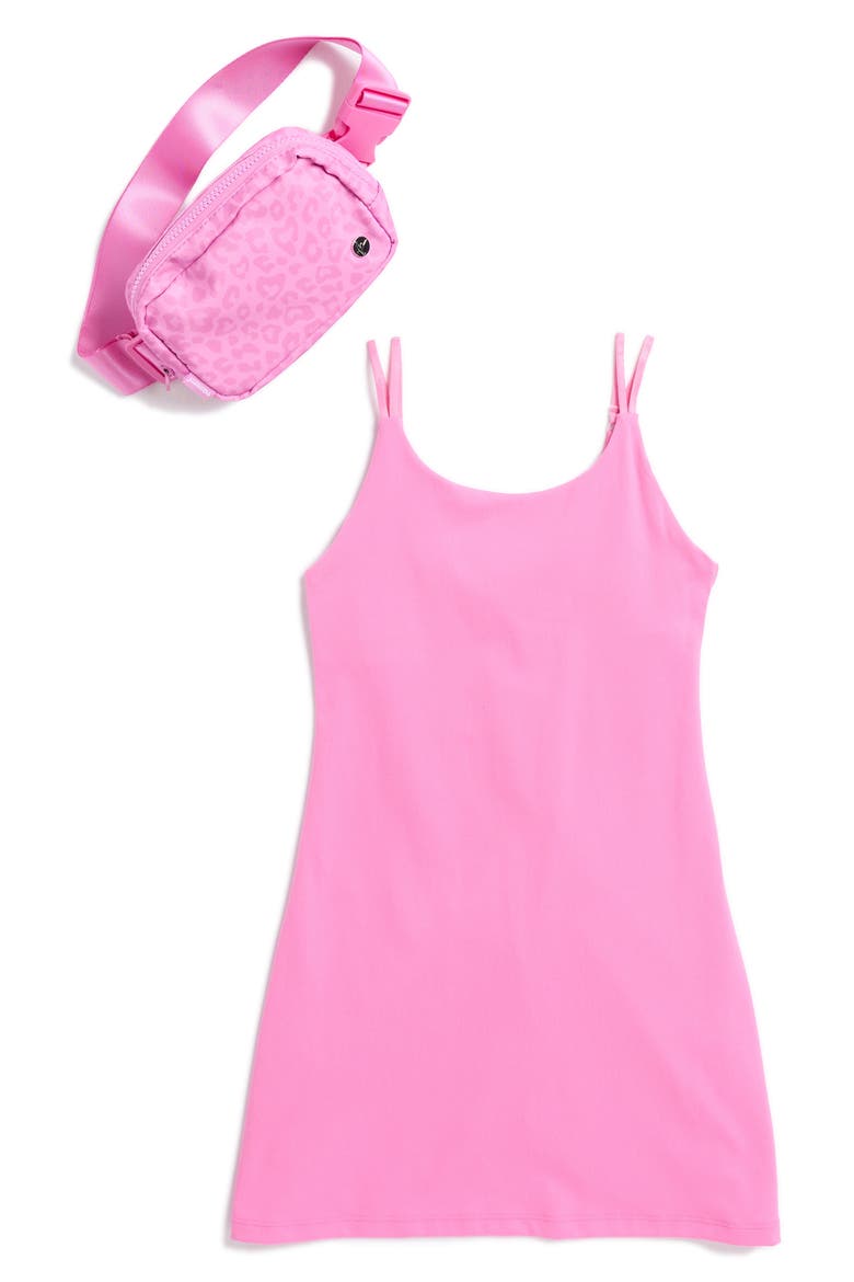 Kids' Brushed Terry Walkabout Dress & Belt Bag Set, Main, color, SUPER PINK/LOVING LEOPARD