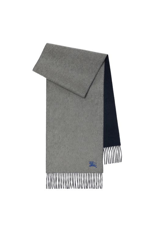 Shop Burberry Reversible Cashmere Scarf In Grey/navy