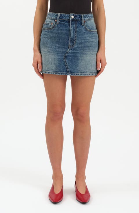 スカート Diante REMAKE DENIM SKIRT BLU S Frame The Sway Denim Miniskirt | Saks Fifth Avenue