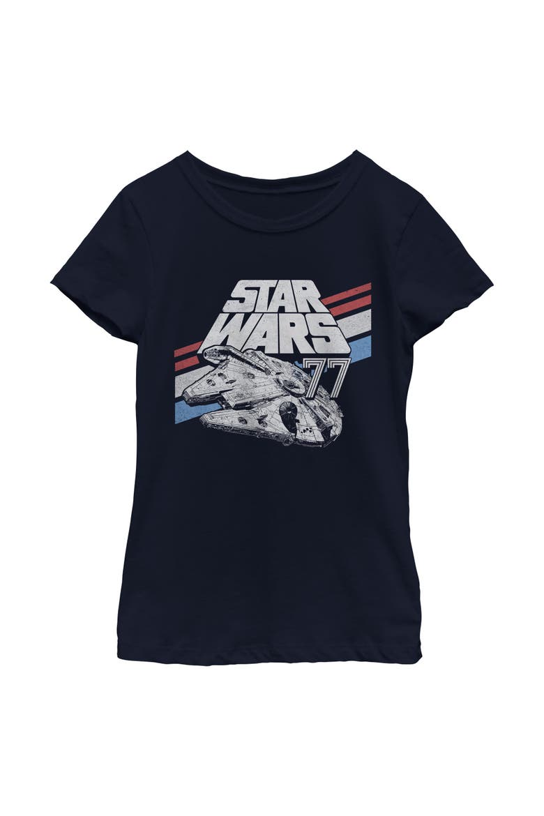 Girl's Star Wars Monochrome 77 Logo  Graphic T-Shirt, Main, color, Navy Blue