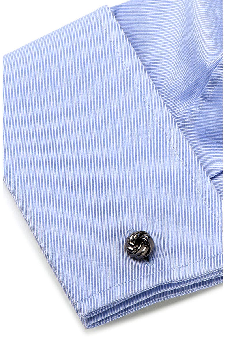 Ox and Bull Trading Co. Knot Cuff Links, Alternate, color, GUNMETAL