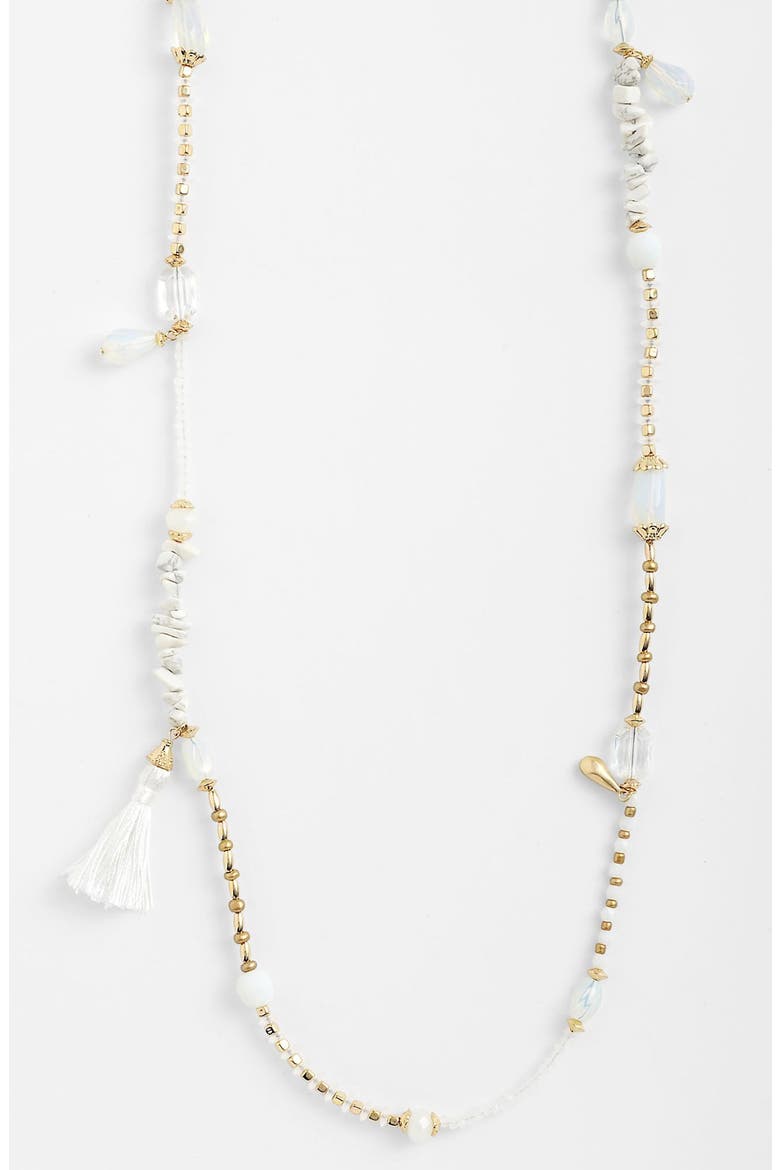 Extra Long Beaded Necklace, Main, color, WHITE MULTI/ GOLD