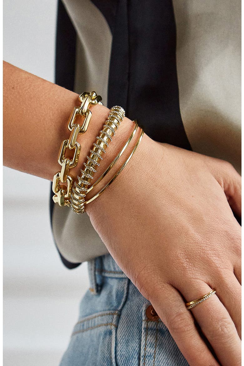 Mira Sculpted Chain Cuff Bracelet, Alternate, color, GOLD