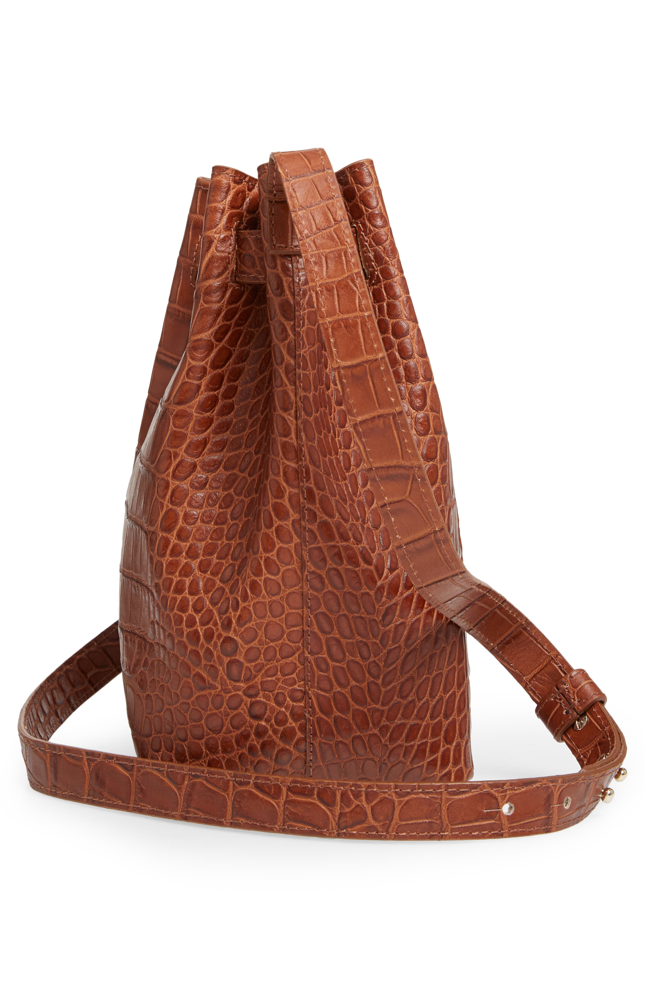 DeMellier Naples Leather Shoulder Bag, Alternate, color, Cognac Mock Croc