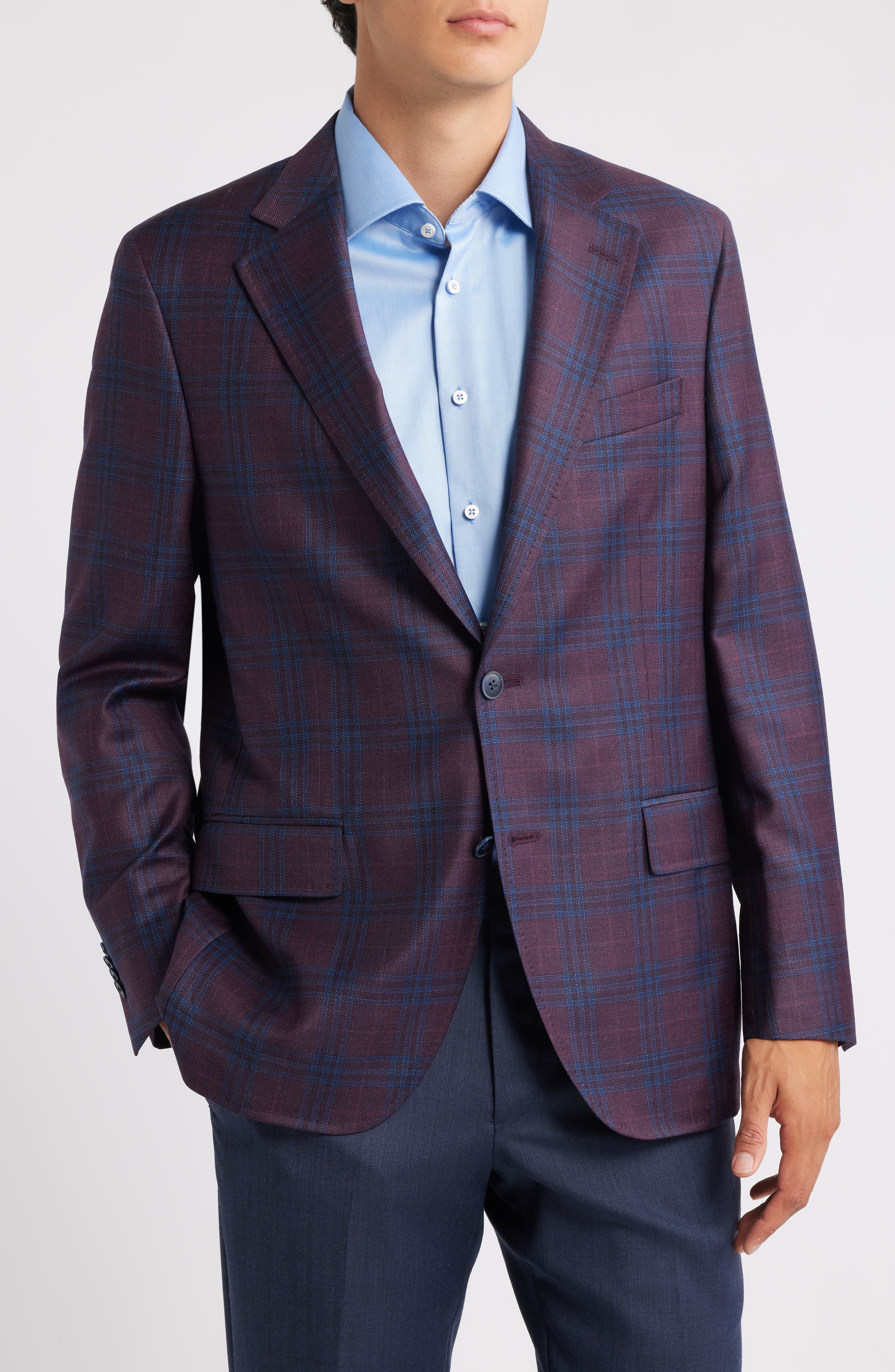 Peter Millar Hyperlight Soft Plaid Wool Sport Coat