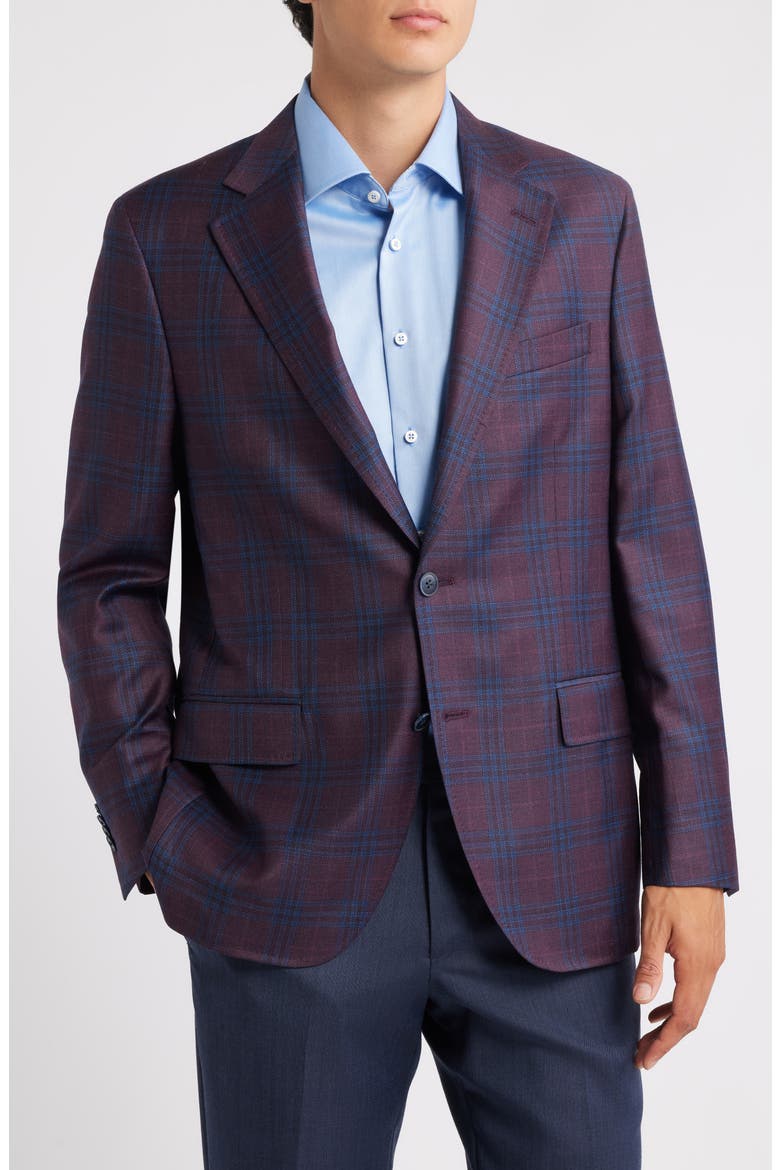 Hyperlight Soft Plaid Wool Sport Coat, Main, color, DARK RED