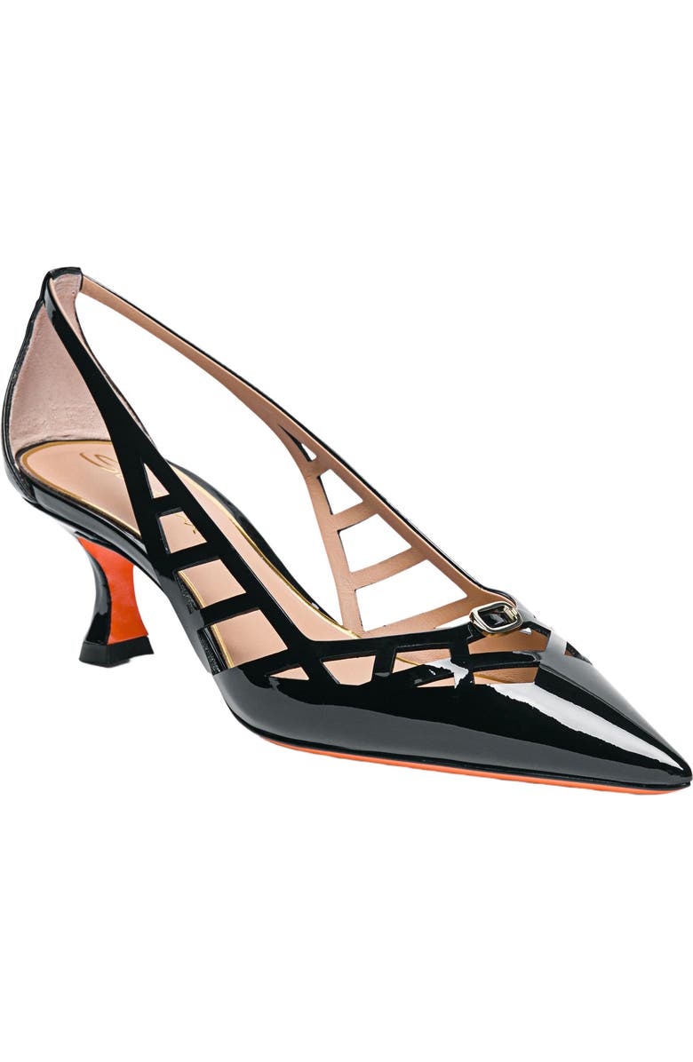 Santoni Women's patent leather mid-heel pump, Alternate, color, Black