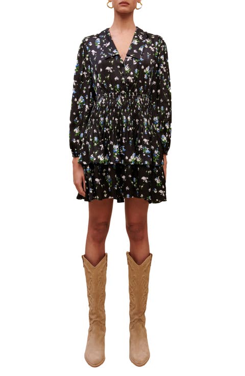 Radjila Long Sleeve Floral Print Dress