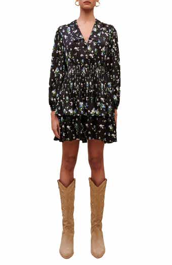 maje Radjila Long Sleeve Floral Print Dress