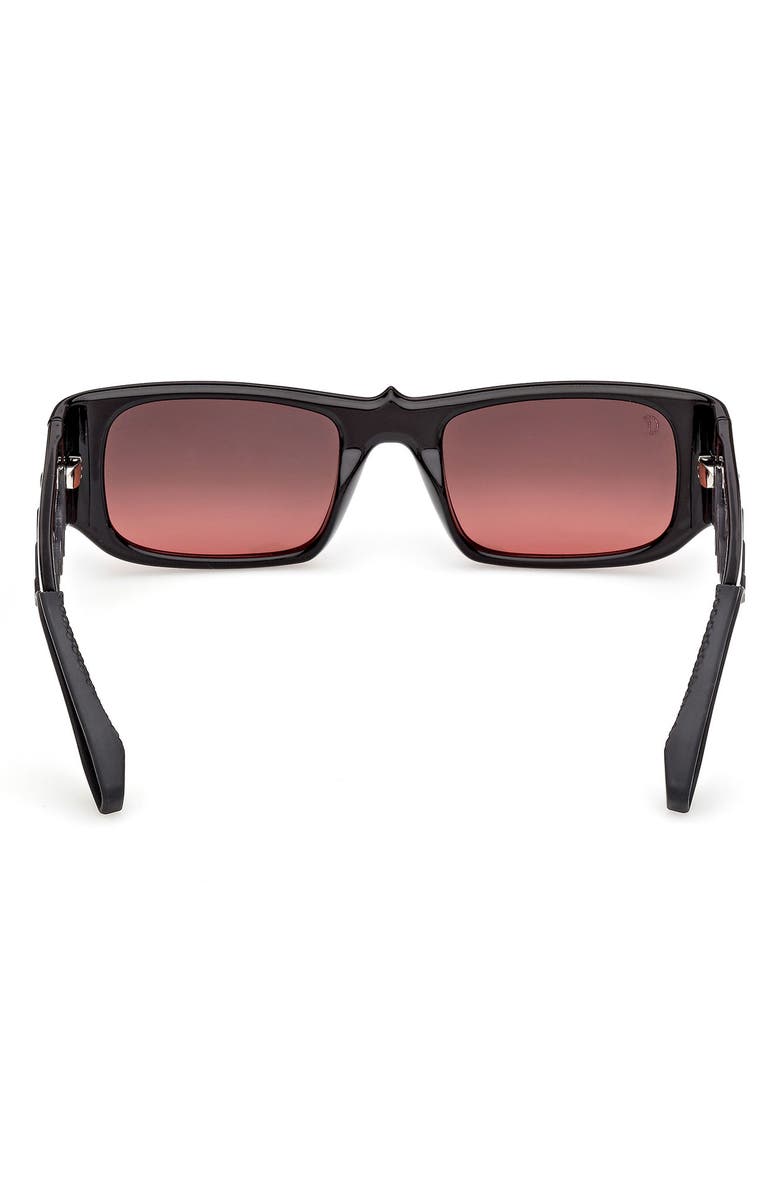 Christian Louboutin 53mm Loubishark Rectangular Sunglasses, Alternate, color, Black/ Red Gradient