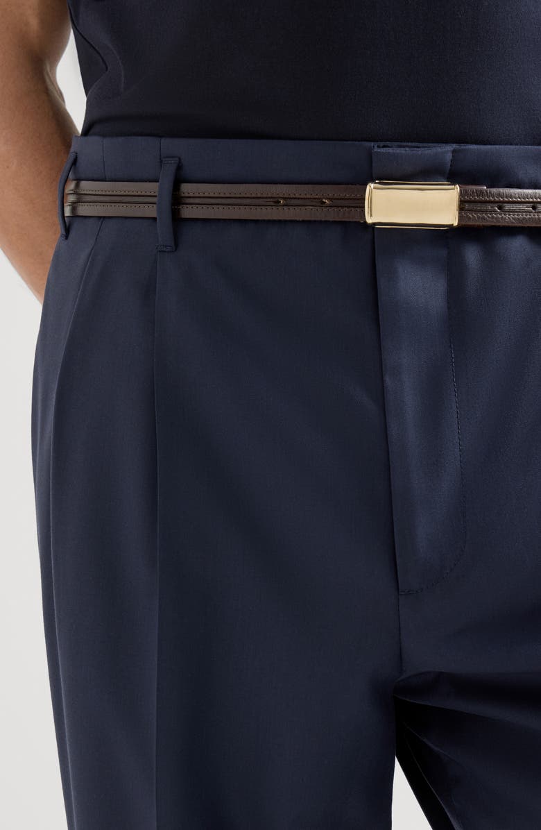 Brunello Cucinelli Double pleated trousers, Alternate, color, Navy Blue