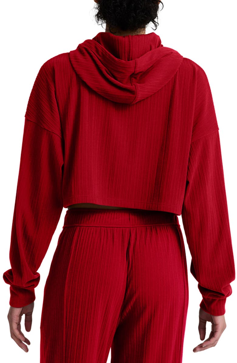 Beyond Yoga Breathe Easy Rib Crop Hoodie, Alternate, color, Holly Red