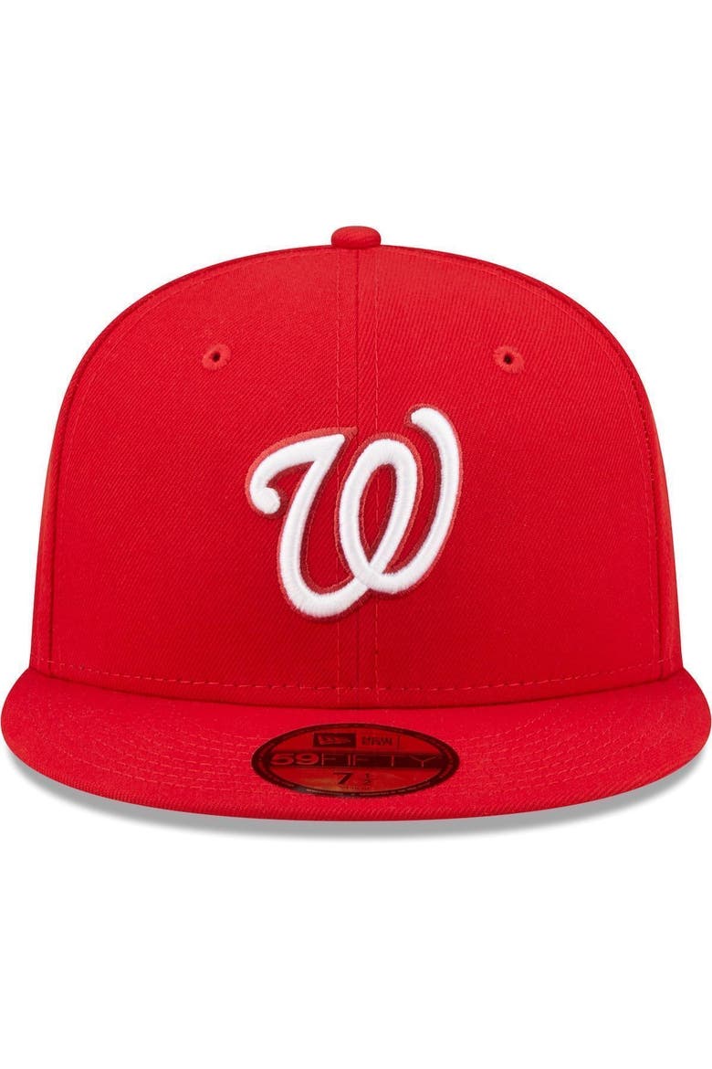Men's New Era Red Washington Nationals White Logo 59FIFTY Fitted Hat, Alternate, color, Red