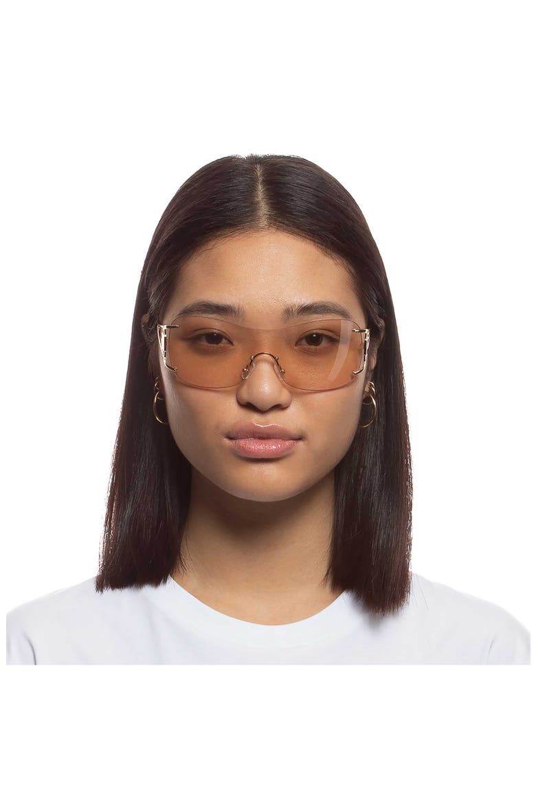 Le Fame 137mm Mirrored Shield Sunglasses, Alternate, color, GOLD / CHAMPAGNE TINT MIRROR