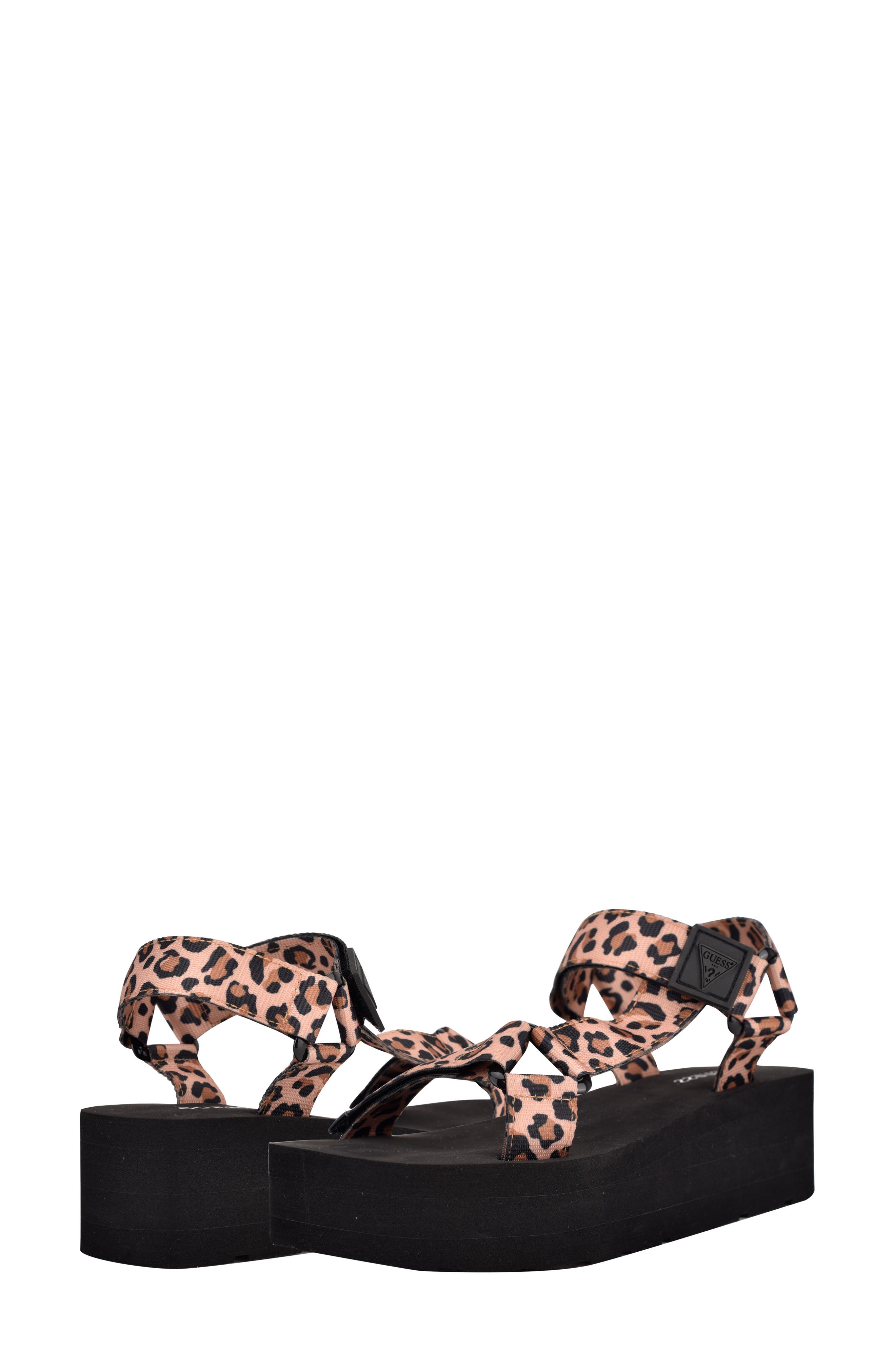 GUESS Avin Leopard Spot Platform Sandal, Alternate, color, Leopard
