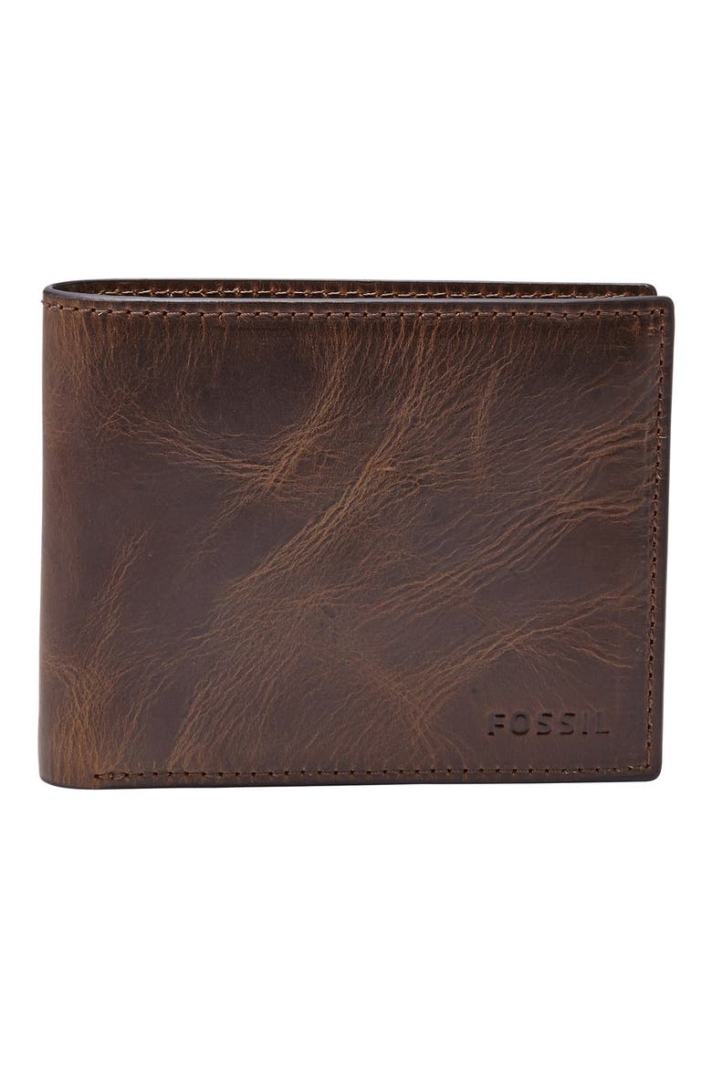 Derrick RFID Leather Bifold Wallet, Main, color, DARK BROWN