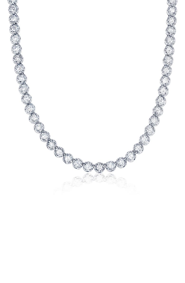 SIMONA Sterling Silver Lab Grown Diamond Tennis Necklace, Main, color, Silver