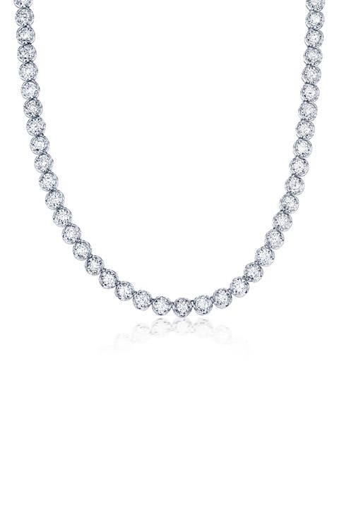 Sterling Silver Lab Grown Diamond Tennis Necklace