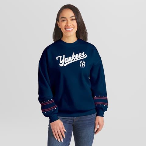 Women's WEAR by Erin Andrews  Navy New York Yankees Americana Heavyweight Fleece Sweatshirt