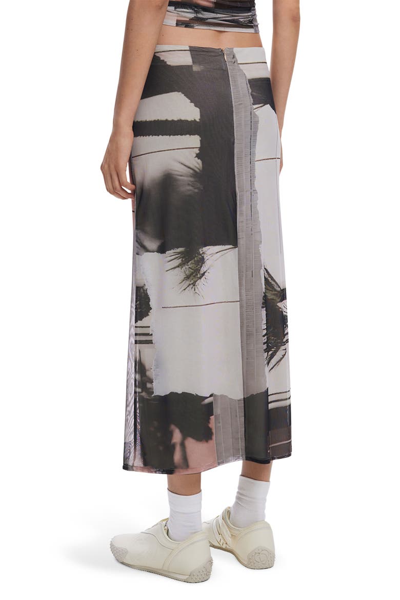 Abstract Print Mesh Midi Skirt, Alternate, color, MONBEAN GRAY