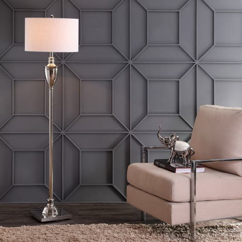Jonathan Y Othello 62" Metal Led Floor Lamp, Polished Nickel In Polished Nickel