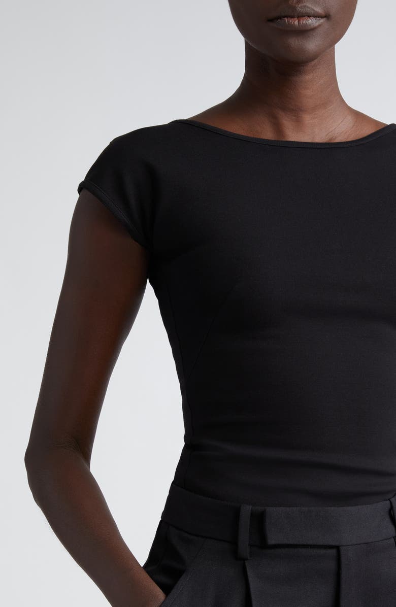 Akris punto Scoop Back Cap Sleeve Jersey Top, Alternate, color, 009 Black
