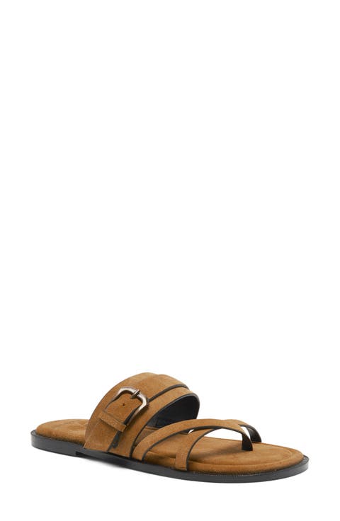Belted Cross Strap Slide Sandal (Women)