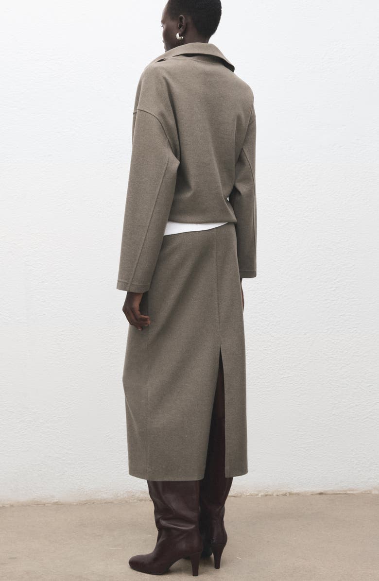 MANGO Opening Pencil Skirt, Alternate, color, Medium Brown