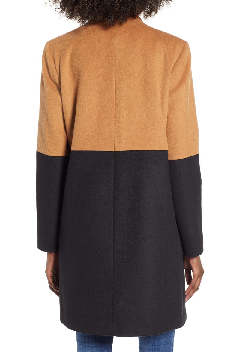 Colorblock Coat, Alternate, color, CAMEL/ BLACK