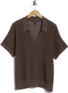 Eileen Fisher Classic Collar Organic Cotton & Silk Polo Sweater