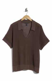 Classic Collar Organic Cotton & Silk Polo Sweater