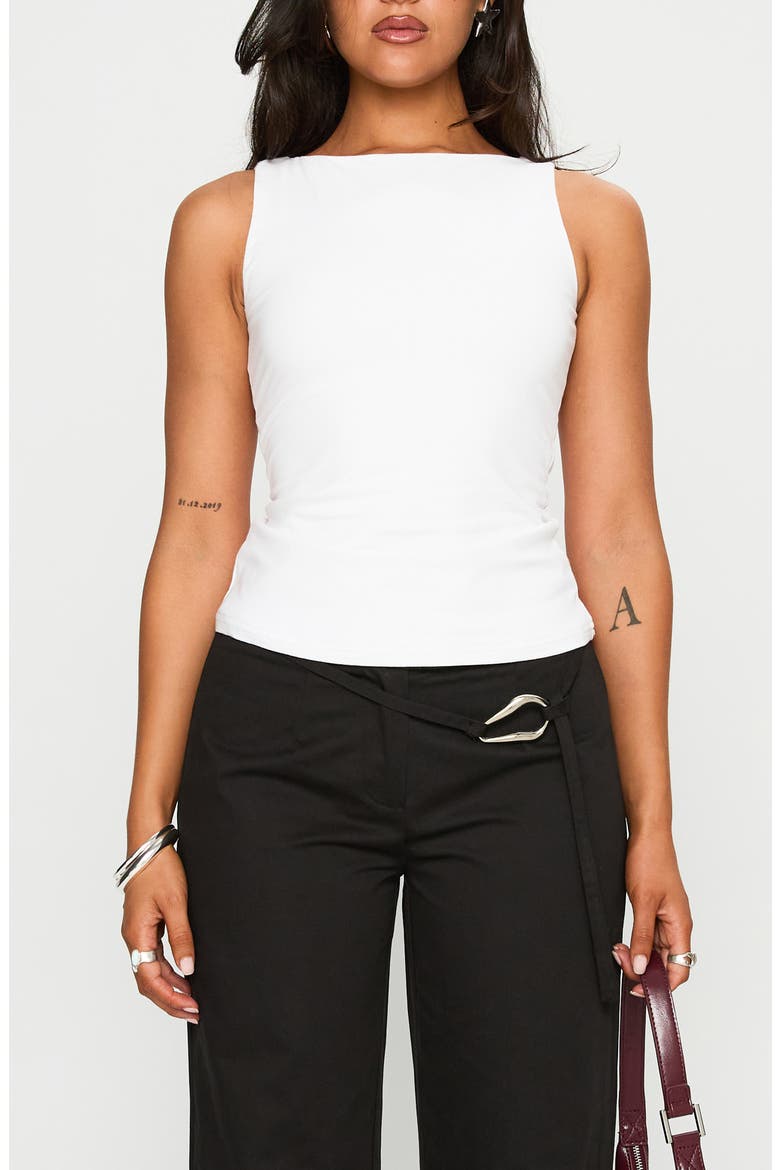 Lose Your Number Ruched Sleeveless Top, Main, color, WHITE